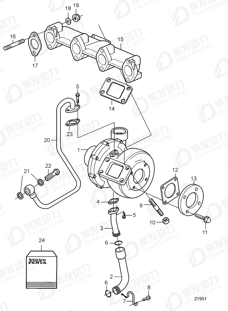 VOLVO Turbocharger 3802130 Drawing
